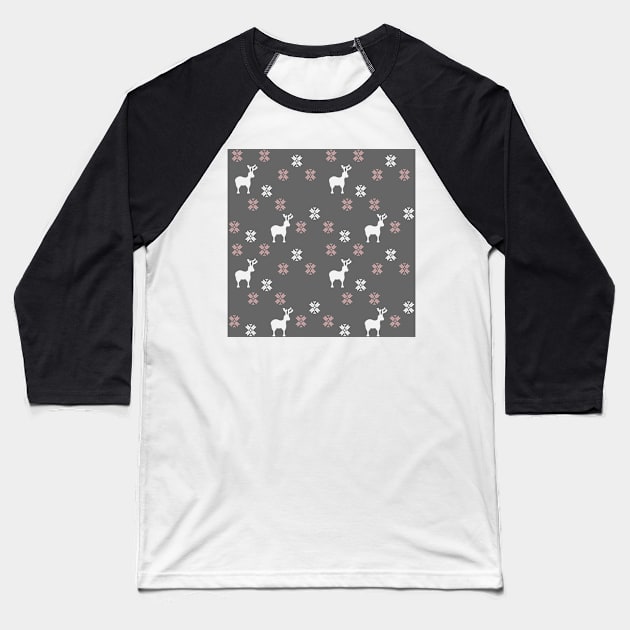 Winter themed repeatable pattern Baseball T-Shirt by SooperYela